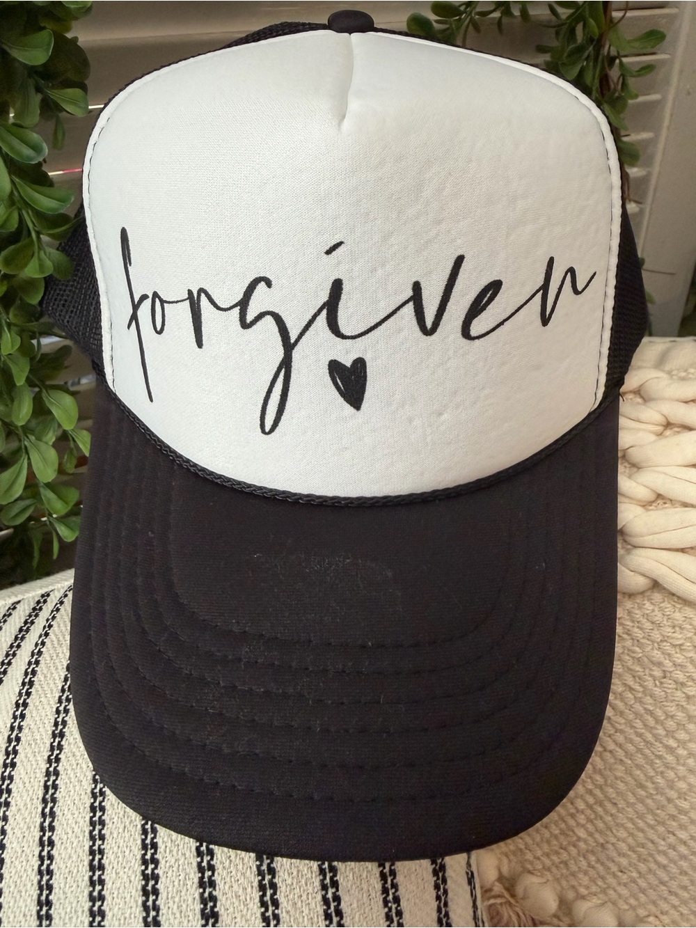 Kids 'Forgiven' Black and White Trucker Hat